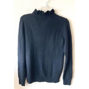 J. Crew Ruffled Neck Alpaca Blend Sweater Black Size Small